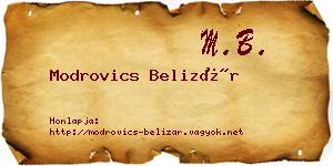 Modrovics Belizár névjegykártya